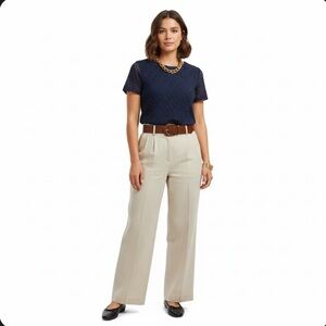 Market & Spruce Navy Blue Lace Detail Top